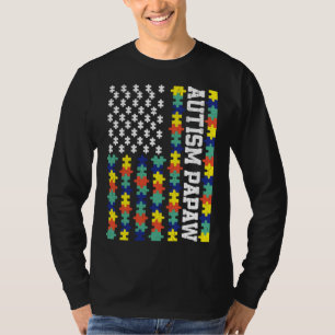 T-shirt Drapeau vintage américain Autism Papaw Autism Awar