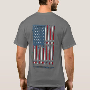 T-shirt Drapeau vintage américain avec pousses de pinceau