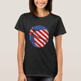 T-shirt Drapeau vintage américain Basket 4 juillet femmes