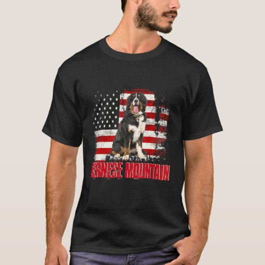 T-shirt Drapeau vintage américain Bernese Mountain Dog (Devant)