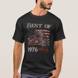 T-shirt Drapeau vintage Américain Best Of 1976 Motorcycle 