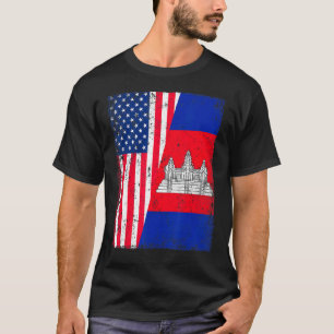 T-shirt Drapeau vintage américain Cambodge Patriotique