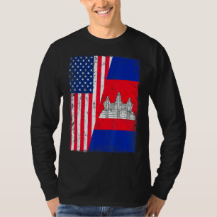 T-shirt Drapeau vintage américain Cambodge Patriotique