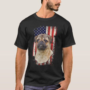 T-shirt Drapeau Vintage Américain Chien Patriotique 4ème D