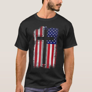 T-shirt Drapeau vintage américain Croix Patriotique Usa Ch