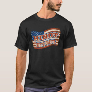 T-shirt Drapeau Vintage américain de Minot City Dakota du 