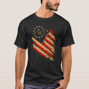 T-shirt Drapeau vintage américain déprimé 1776 Patriotique