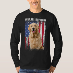 T-shirt Drapeau Vintage américain Golden Retriever Papa Fa