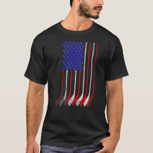 T-shirt Drapeau vintage américain Hockey Vêtements 4 Juill
