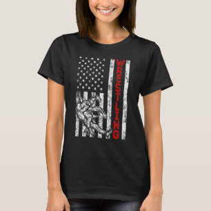 T-shirt Drapeau vintage américain lutte hommes garçons pap