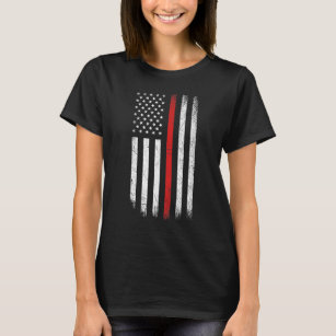 T-shirt Drapeau vintage américain Mince Red Line Firefight