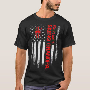 T-shirt Drapeau vintage américain Mondes Okayest Ski