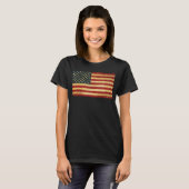 T-shirt Drapeau Vintage américain noir féminin (Devant entier)