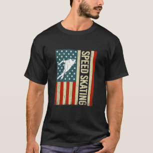 T-shirt Drapeau vintage Américain Patinage de vitesse 4 ju