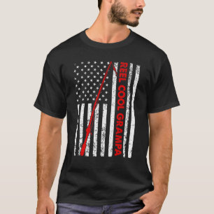 T-shirt Drapeau Vintage Américain Reel Cool Grampa Père