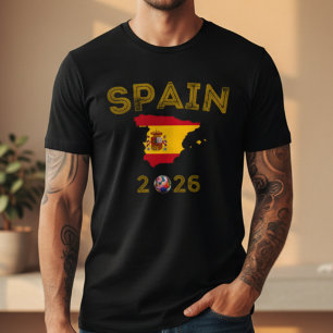 T-shirt Drapeau Vintage Carte de l'Espagne Supporter de Fo
