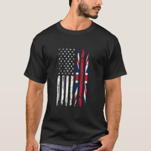 T-shirt Drapeau vintage demi-américain demi-britannique Gr