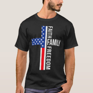 T-shirt Drapeau vintage des États-Unis Foi Famille Liberté