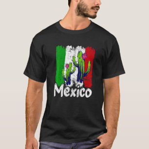 T-shirt Drapeau vintage Mexique Fleurs Retro Mexique Drape