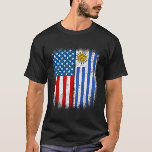 T-shirt Drapeau vintage moitié uruguayen américain Uruguay