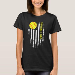 T-shirt Drapeau Vintage papa softball États-Unis Père Drap