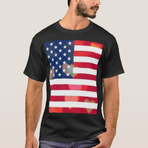 T-shirt Drapeau vintage Patriotique USA avec des coeurs co