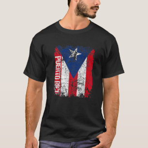 T-shirt Drapeau Vintage Porto Rico Blanc Rouge Bleu PUERTO