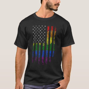 T-shirt Drapeau vintage Usa Arc-en-ciel Lgbtq Mois Gay pri