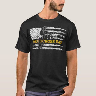 T-shirt Drapeau vintage USA Fier Motocross Dirt Vélo Papa