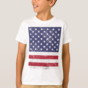 T-shirt Drapeau vintage USA Patriotique Américain Rouge Bl