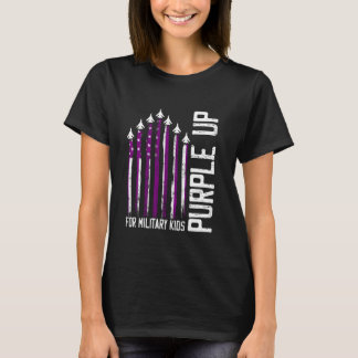 T-shirt Drapeau Violet pour les enfants militaires Mois de