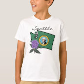 T-shirt Drapeau Washington et Fleur Rhododendron Pacifique (Devant)