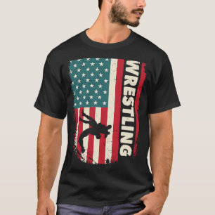 T-shirt Drapeau Wrestler Wrestling Cadeau Vintage Wrestlin