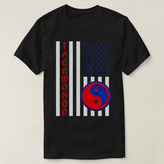 T-shirt Drapeau Yin Yang USA Taekwondo (Design devant)