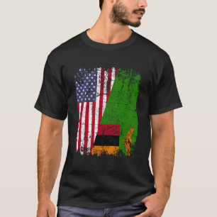 T-shirt Drapeau zambien à moitié américain, racines zambie