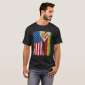 T-shirt Drapeau zimbabwéen Demi-USA Zimbabwe Root Pr (Devant entier)