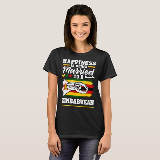 T-shirt Drapeau Zimbabwéen Marié À Un Zimbabwéen (Devant entier)