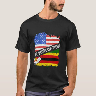 T-shirt Drapeau zimbabwéen Zimbabwe Je suis les deux États
