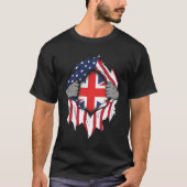 T-shirt Drapeaux américains britanniques Drapeaux déchiran (Devant)