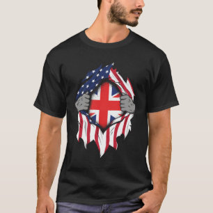T-shirt Drapeaux américains britanniques Drapeaux déchiran