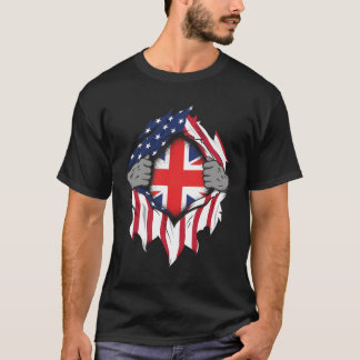 T-shirt Drapeaux américains britanniques Drapeaux déchiran