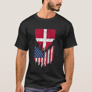 T-shirt Drapeaux américains danois arrachés Danemark