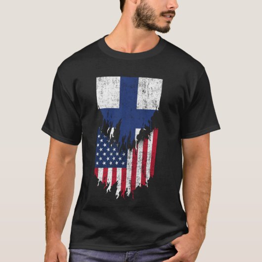 T-shirt Drapeaux américains finlandais arrachés Finlande (Devant)