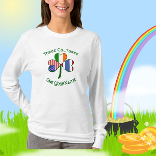 T-shirt Drapeaux américains irlandais thaïlandais Trèfle p