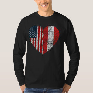 T-shirt Drapeaux autrichiens américains Coeur États-Unis A