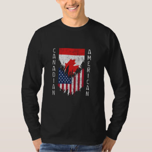 T-shirt Drapeaux canadiens américains arrachés Canada