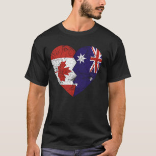 T-shirt Drapeaux canadiens australiens Heart Canada Austra