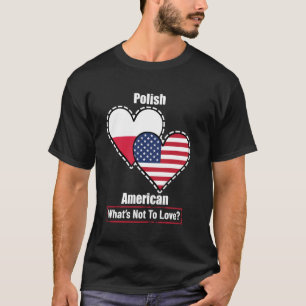 T-shirt Drapeaux cardiaques américains polonais Qu'est-ce