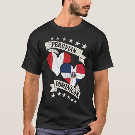 T-shirt Drapeaux cardiaques dominicains au Pérou (Devant)