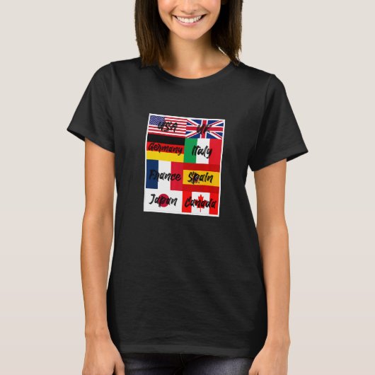 T-shirt Drapeaux cool du monde Illustration Graphic Desi (Devant)